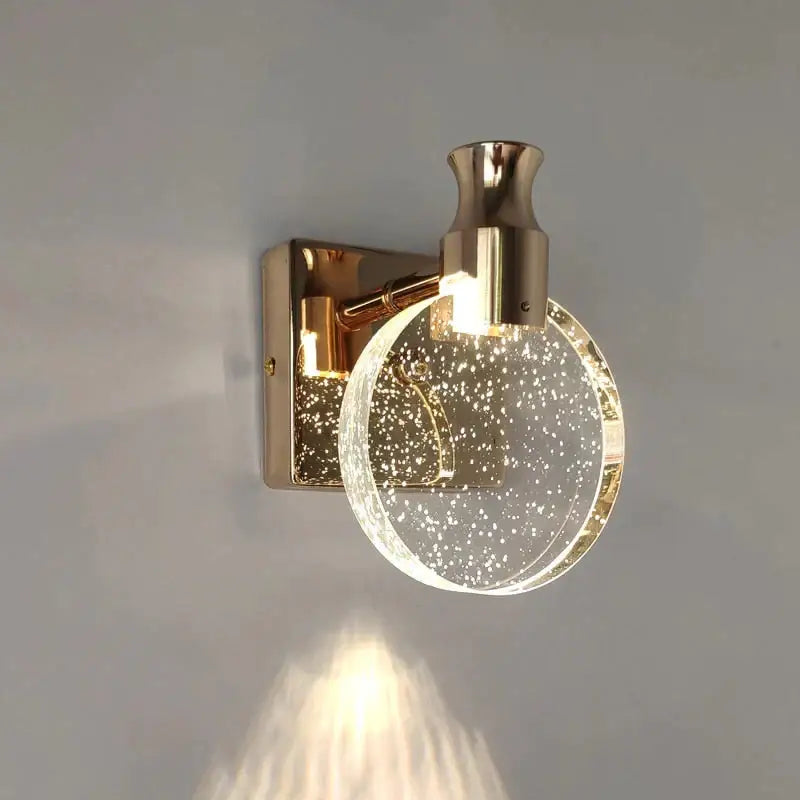 Modern gold crystal led wall lamp for bathroom three globe light