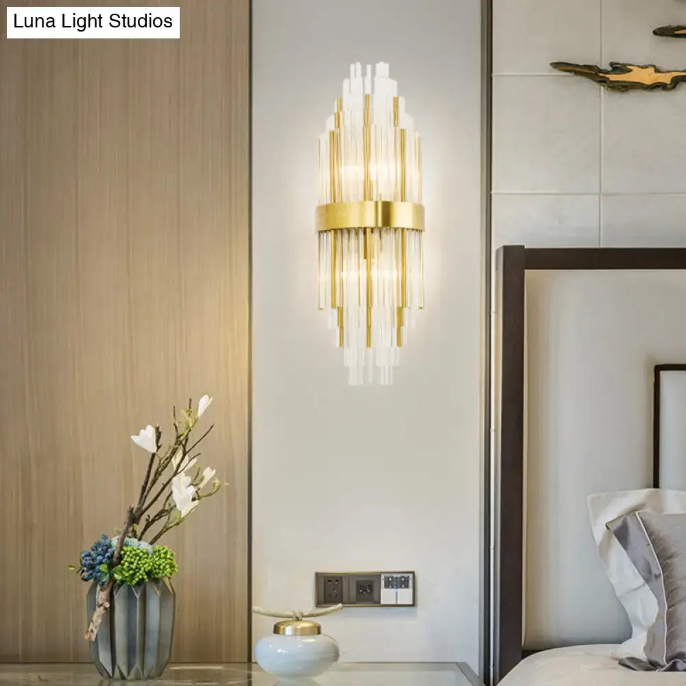 Modern gold crystal led wall sconce living room cascading light