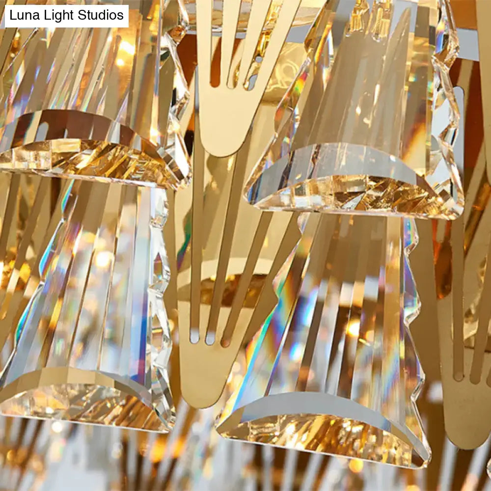 Modern gold crystal oval chandelier dining room lighting
