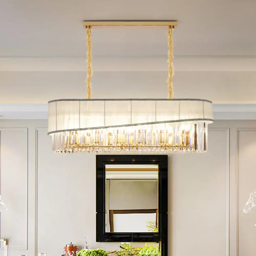 Modern gold crystal pendant light fixture – dining room chandelier
