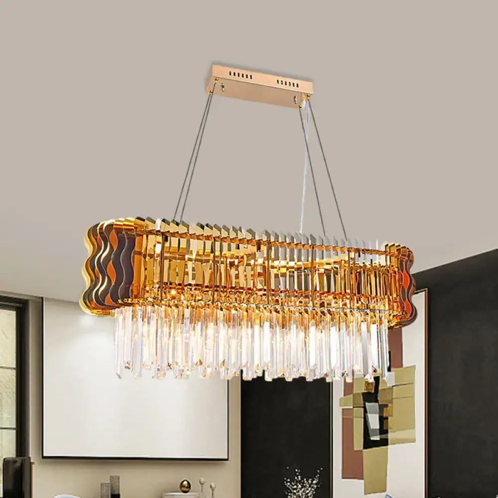 Modern gold crystal prism island pendant dining room chandelier