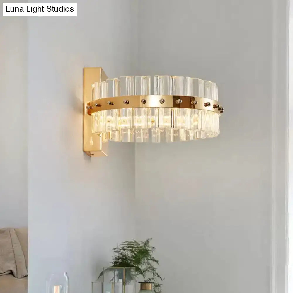 Modern gold crystal prism wall sconce led flush mount bedroom light