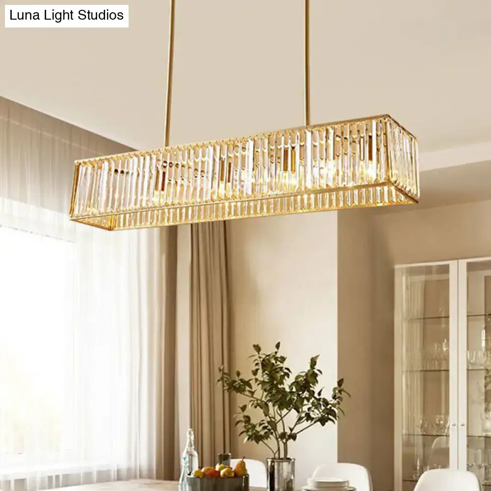 Modern gold crystal rectangle light fixture dining room modern style