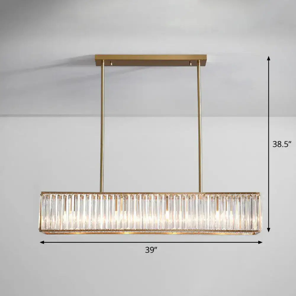 Modern gold crystal rectangle light fixture dining room modern style