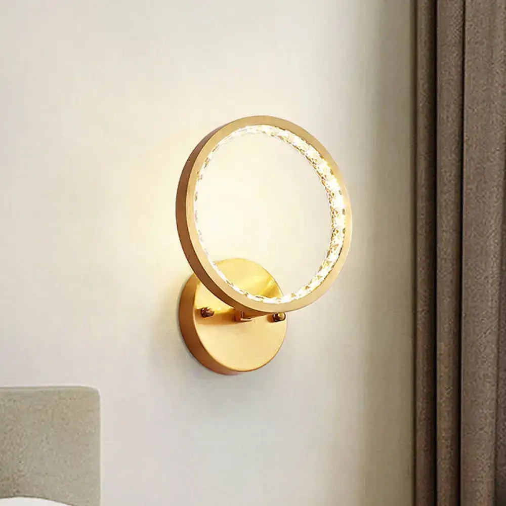 Modern gold crystal ring wall lamp bedroom 110v-120v