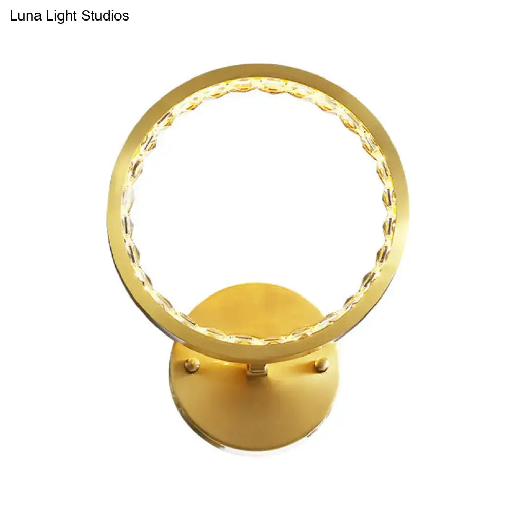 Modern gold crystal ring wall lamp bedroom 110v-120v