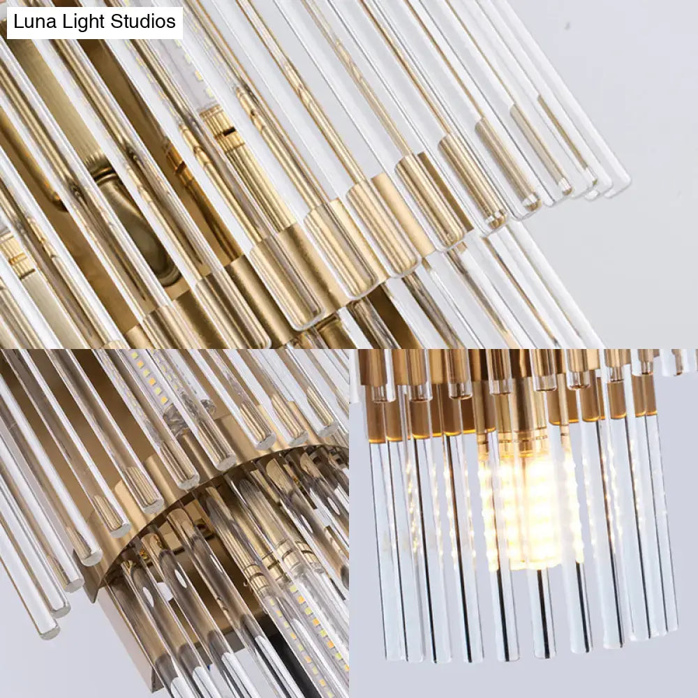 Modern gold crystal rod tiered wall lamp dining room lighting