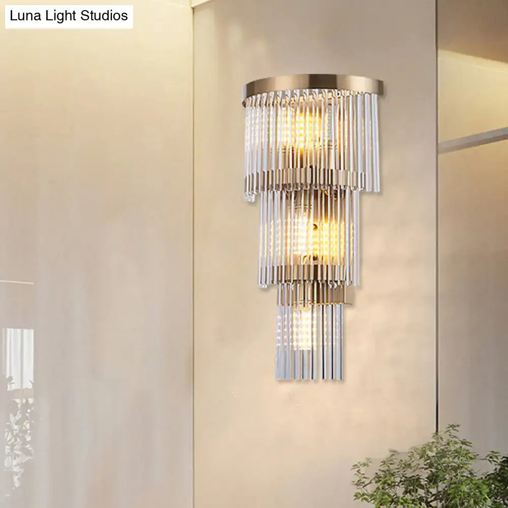 Modern gold crystal rod tiered wall lamp dining room lighting