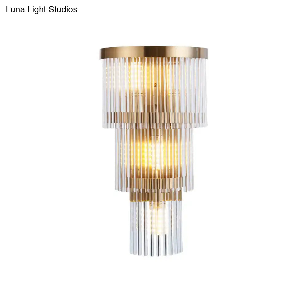 Modern gold crystal rod tiered wall lamp dining room lighting