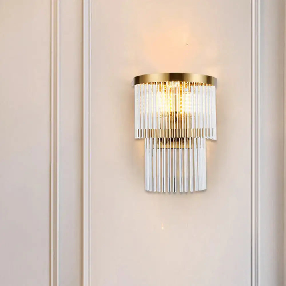 Modern gold crystal rod tiered wall lamp dining room lighting