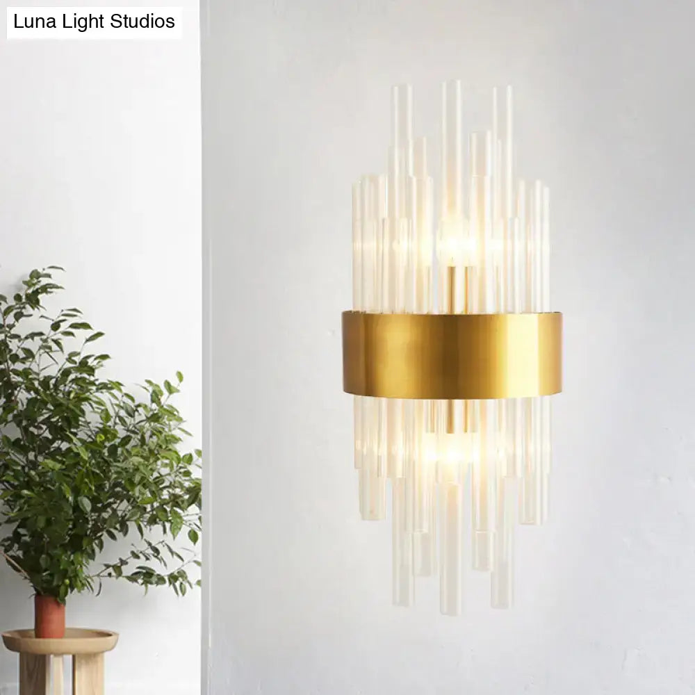 Modern gold crystal rod wall sconce living room 110v-120v light
