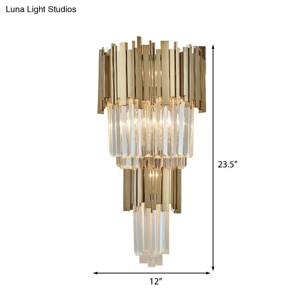 Modern gold crystal sconce light bedroom 110v-120v tiered wall lamp