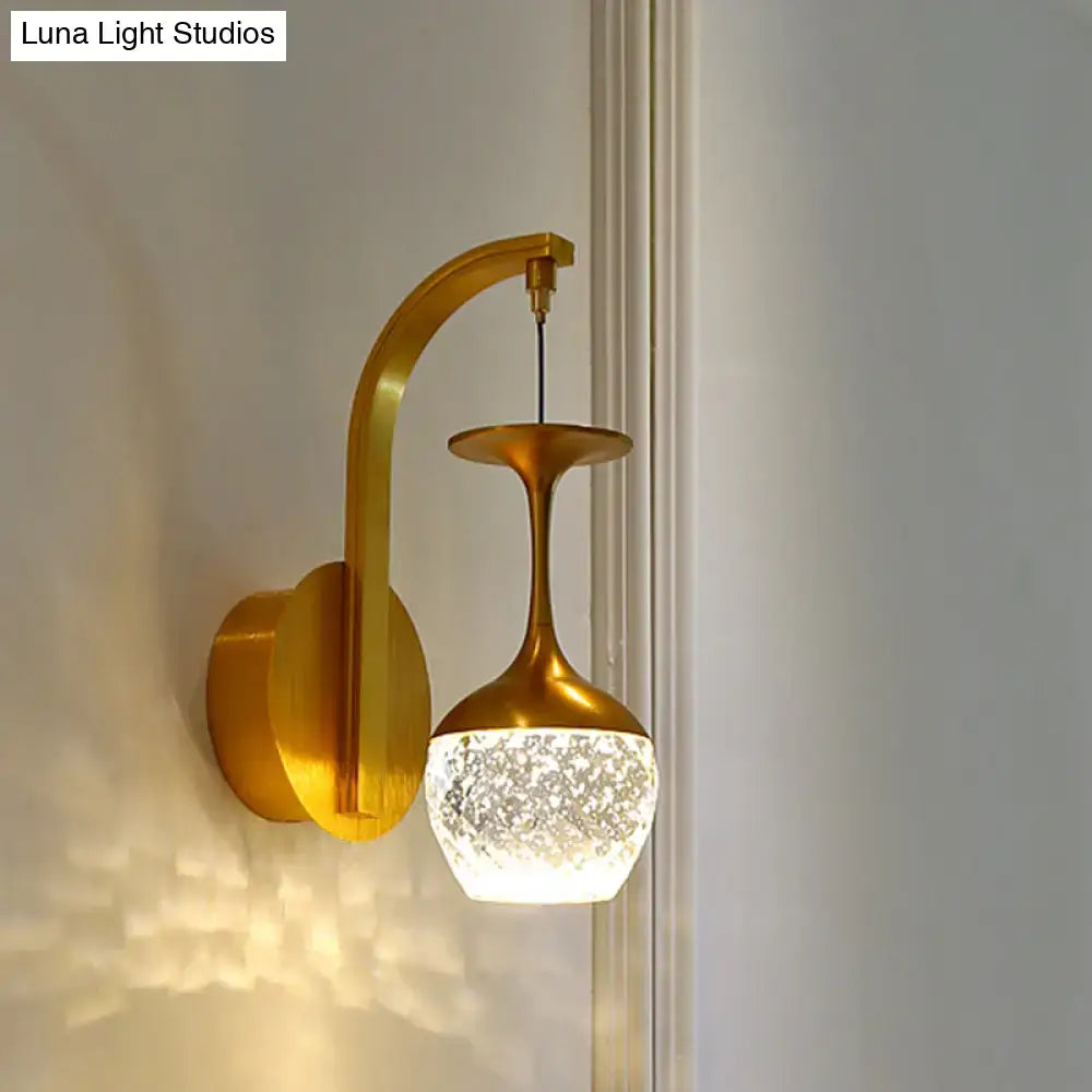 Modern gold crystal shade wall light bedroom sconce