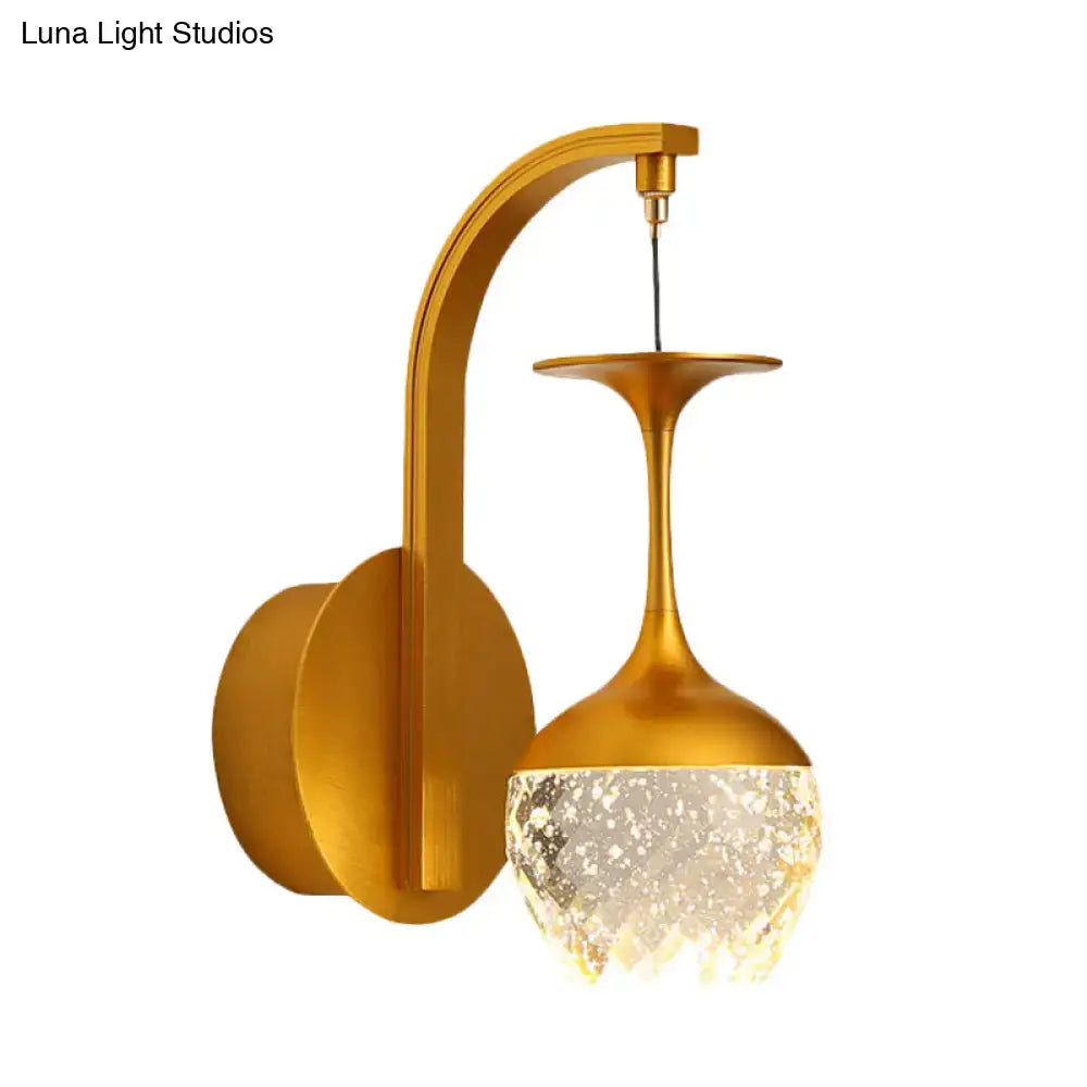 Modern gold crystal shade wall light bedroom sconce