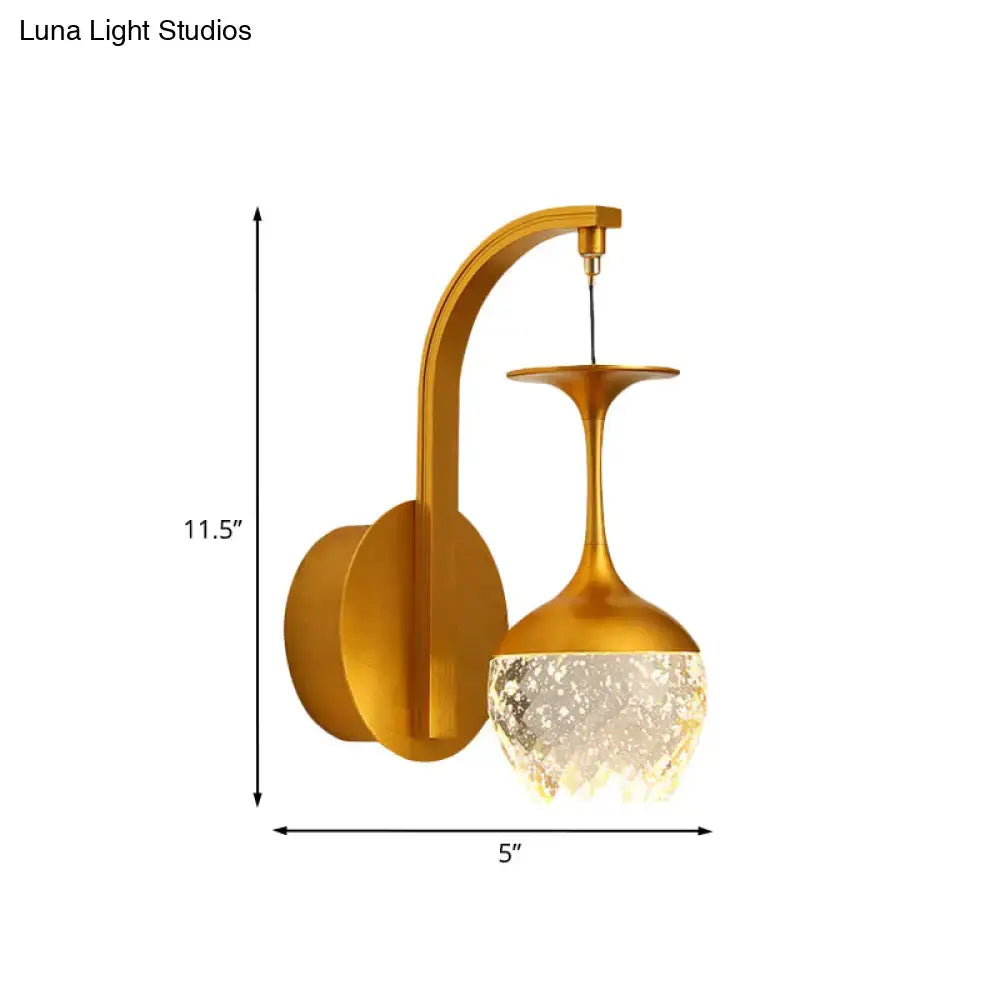 Modern gold crystal shade wall light bedroom sconce