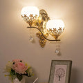 Modern gold crystal shade wall sconce light fixture bedroom lamp