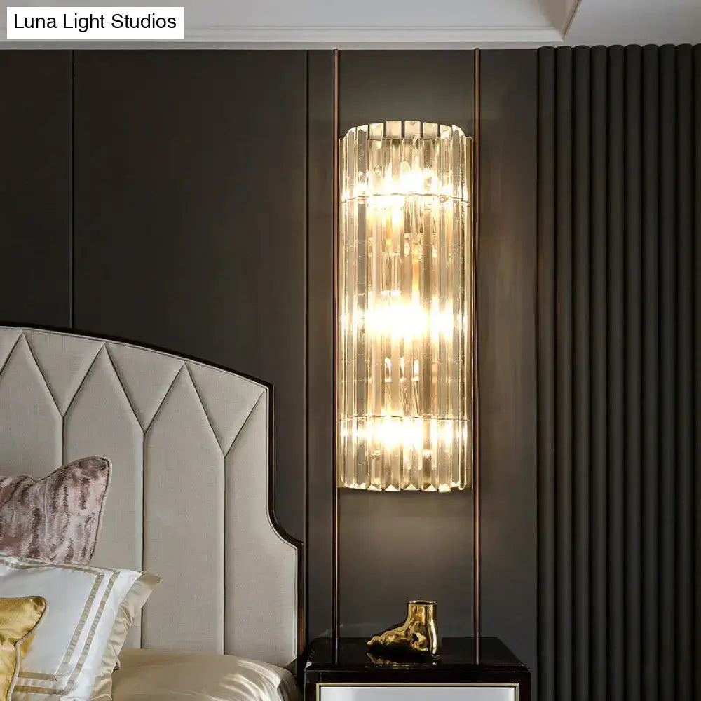 Modern gold crystal shade wall scone living room 3 light flush mount