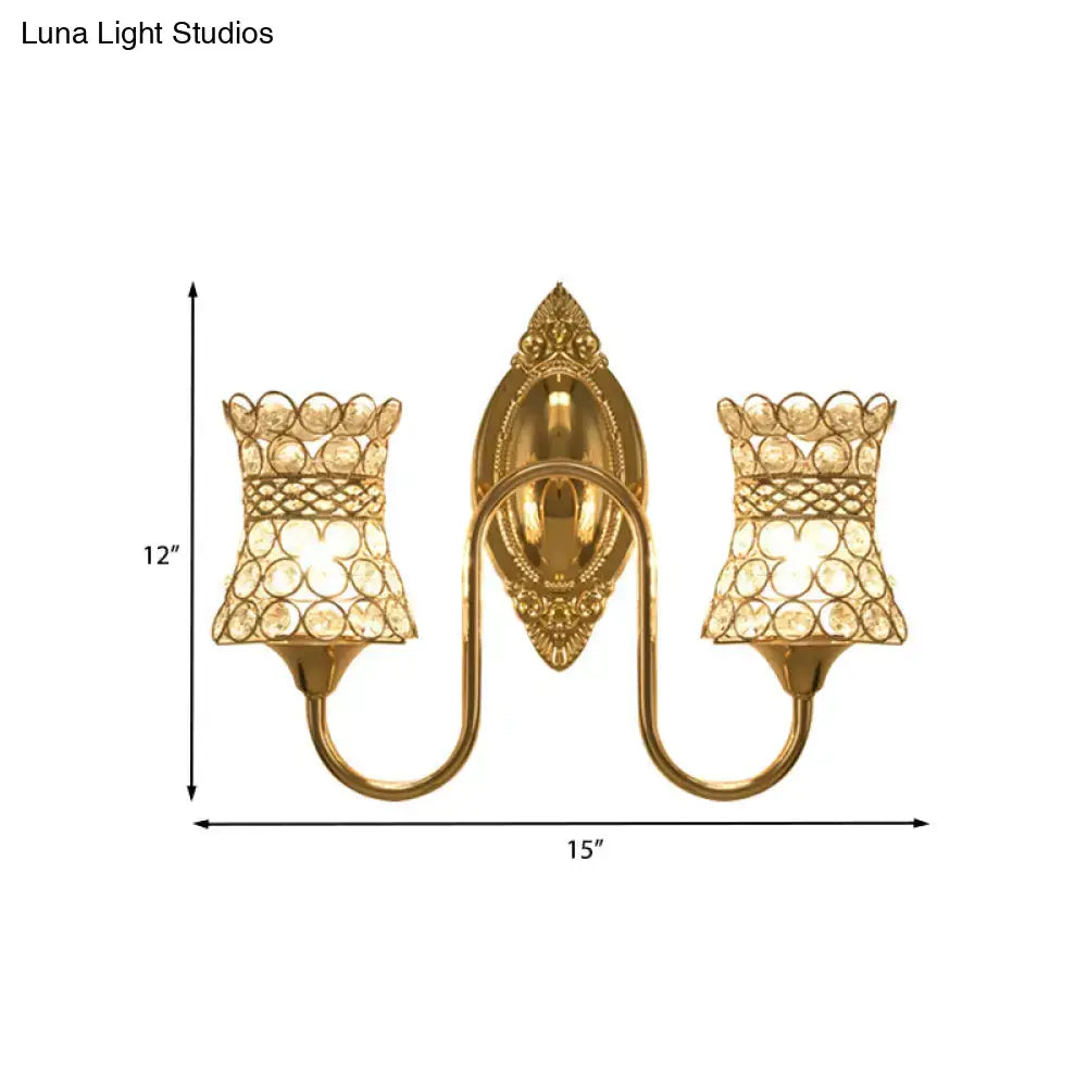 Modern gold crystal swirl wall sconce bedroom dual lighting fixture