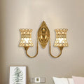 Modern gold crystal swirl wall sconce bedroom dual lighting fixture
