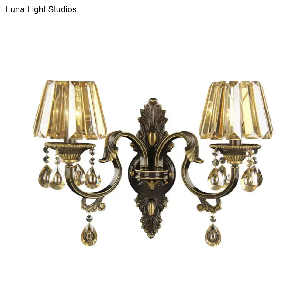 Modern gold crystal teardrop sconce set living room wall lighting