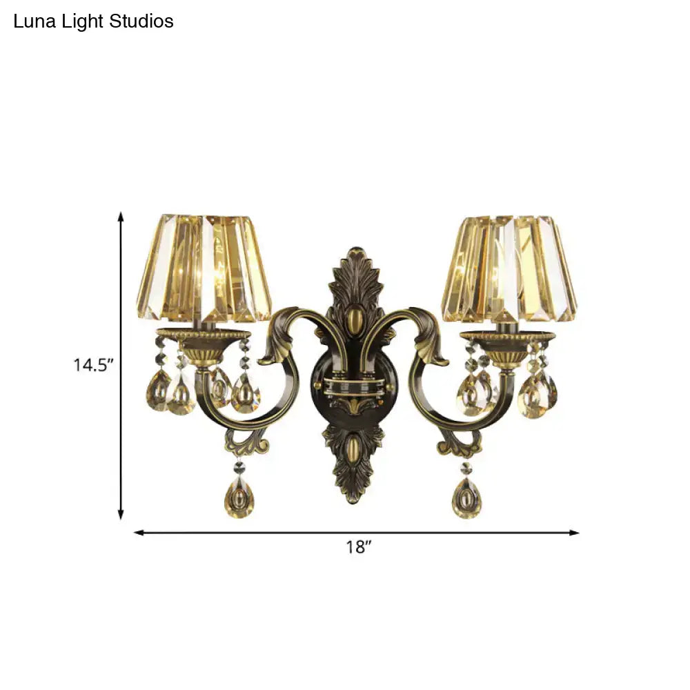 Modern gold crystal teardrop sconce set living room wall lighting