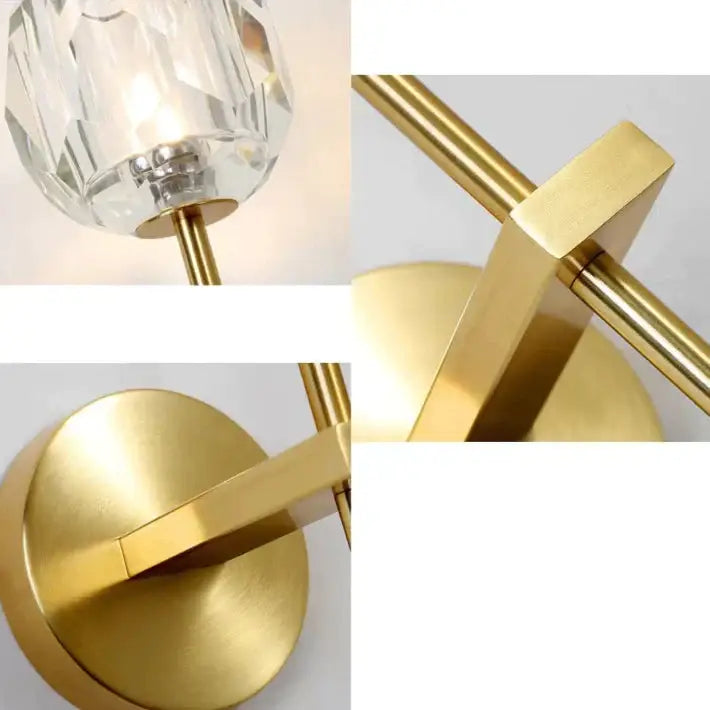 Modern gold crystal wall lamp bedroom globe sconce