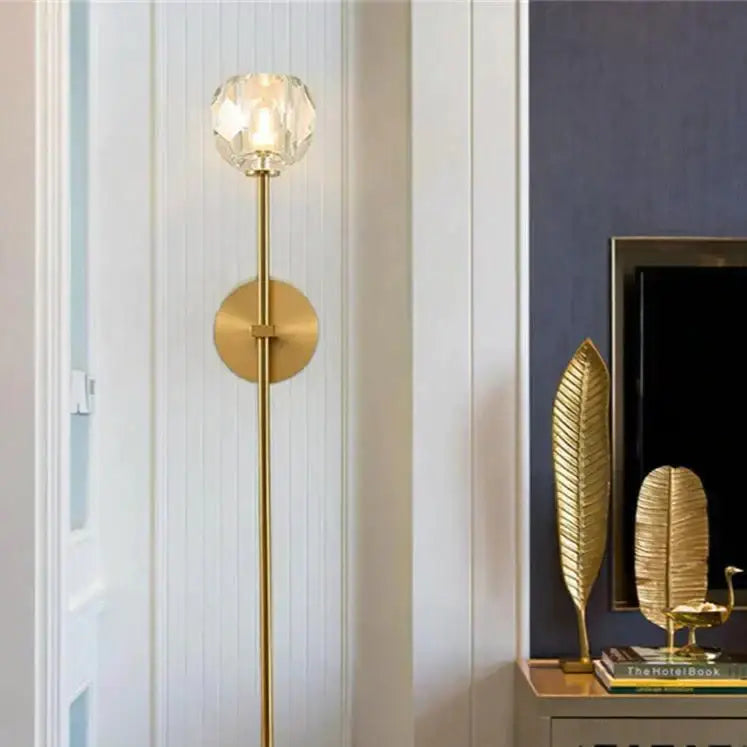 Modern gold crystal wall lamp bedroom globe sconce