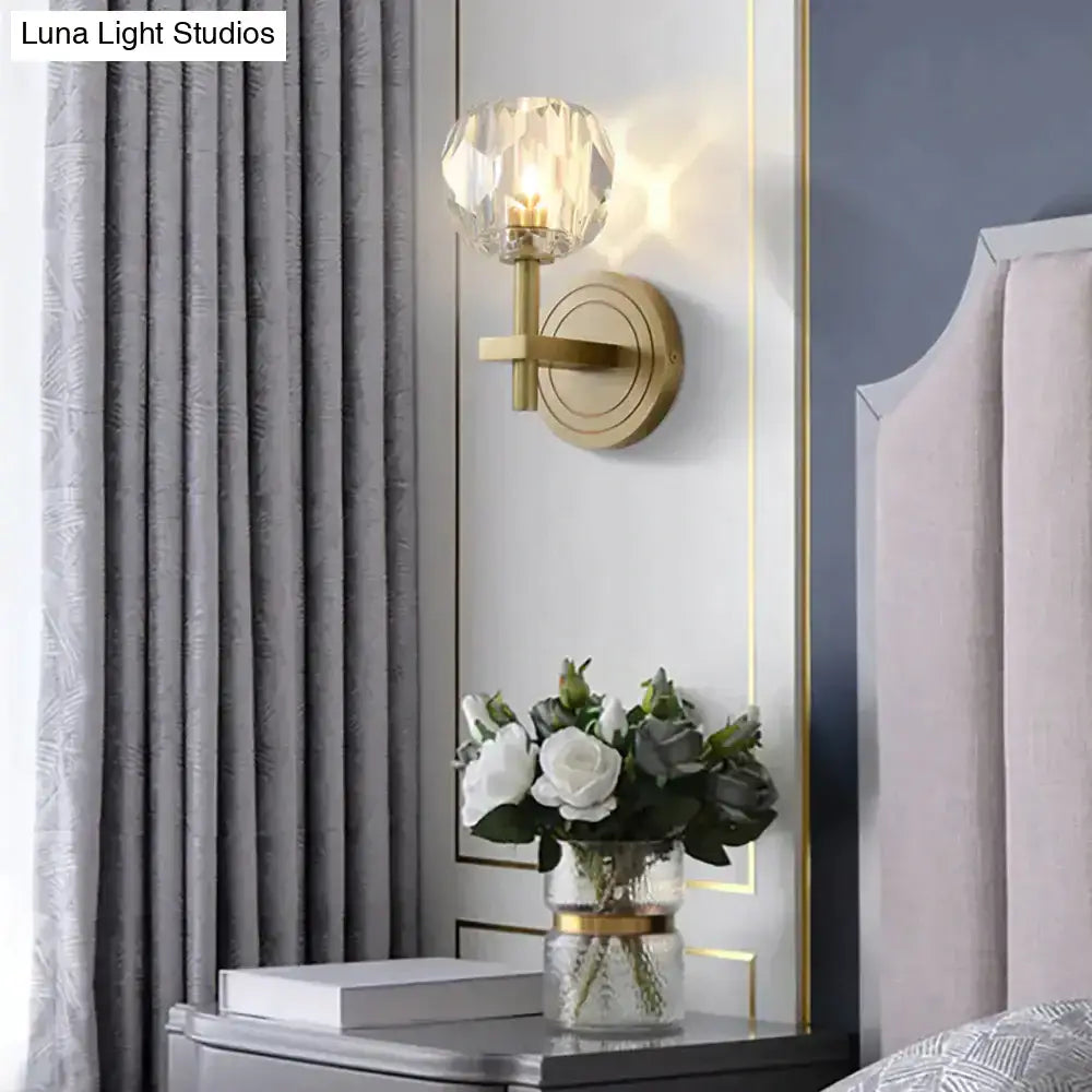 Modern gold crystal wall lamp bedroom globe sconce
