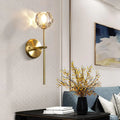 Modern gold crystal wall lamp bedroom globe sconce