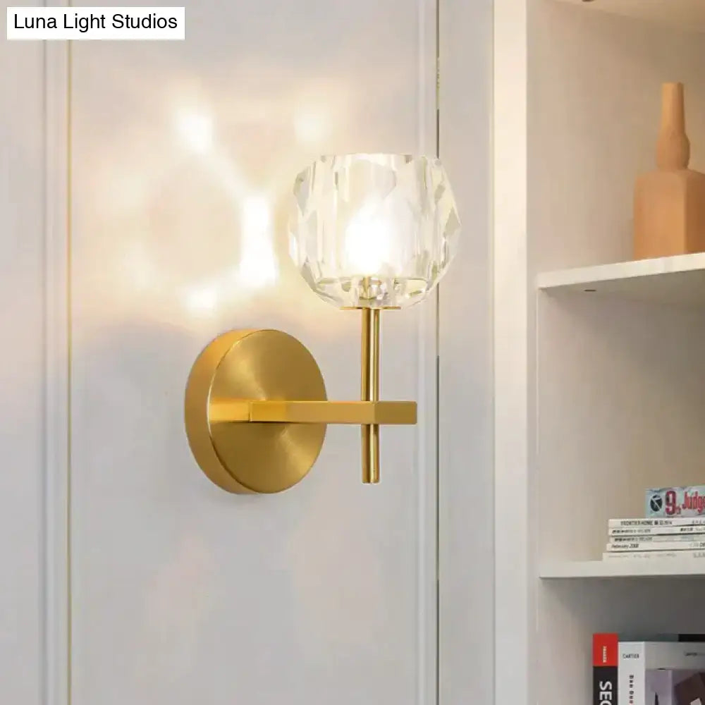 Modern gold crystal wall lamp bedroom globe sconce
