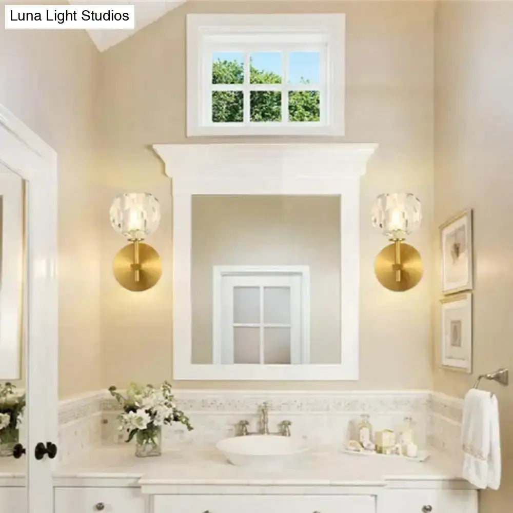 Modern gold crystal wall lamp bedroom globe sconce