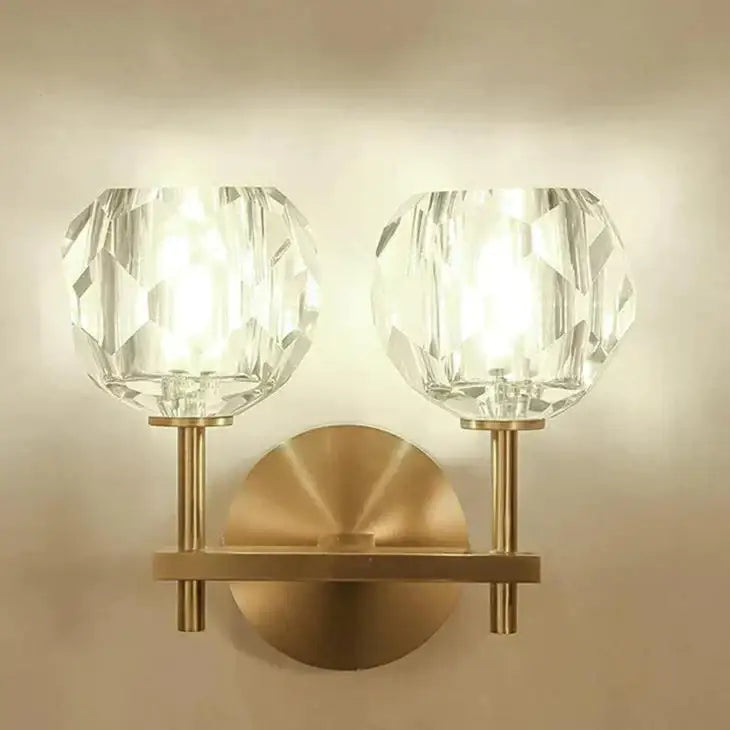 Modern gold crystal wall lamp bedroom globe sconce