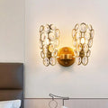 Modern gold crystal wall lamp bedroom sconce with cascading discs