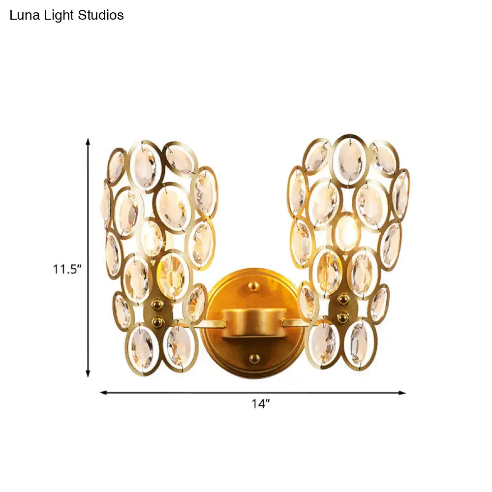 Modern gold crystal wall lamp bedroom sconce with cascading discs