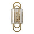 Modern gold crystal wall lamp with paperclip-shaped fixture and clear prisms for a bedroom modern style lighting