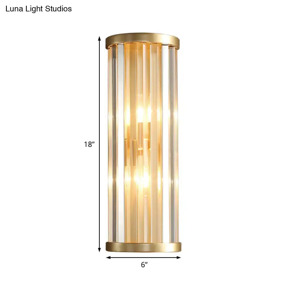 Modern gold crystal wall lamp two lights bedroom sconce