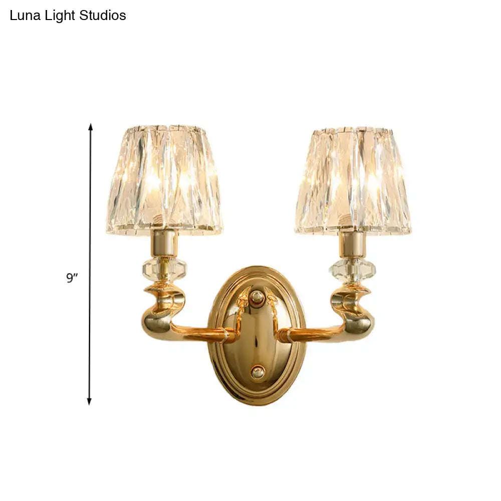 Modern gold crystal wall light fixture for bedroom