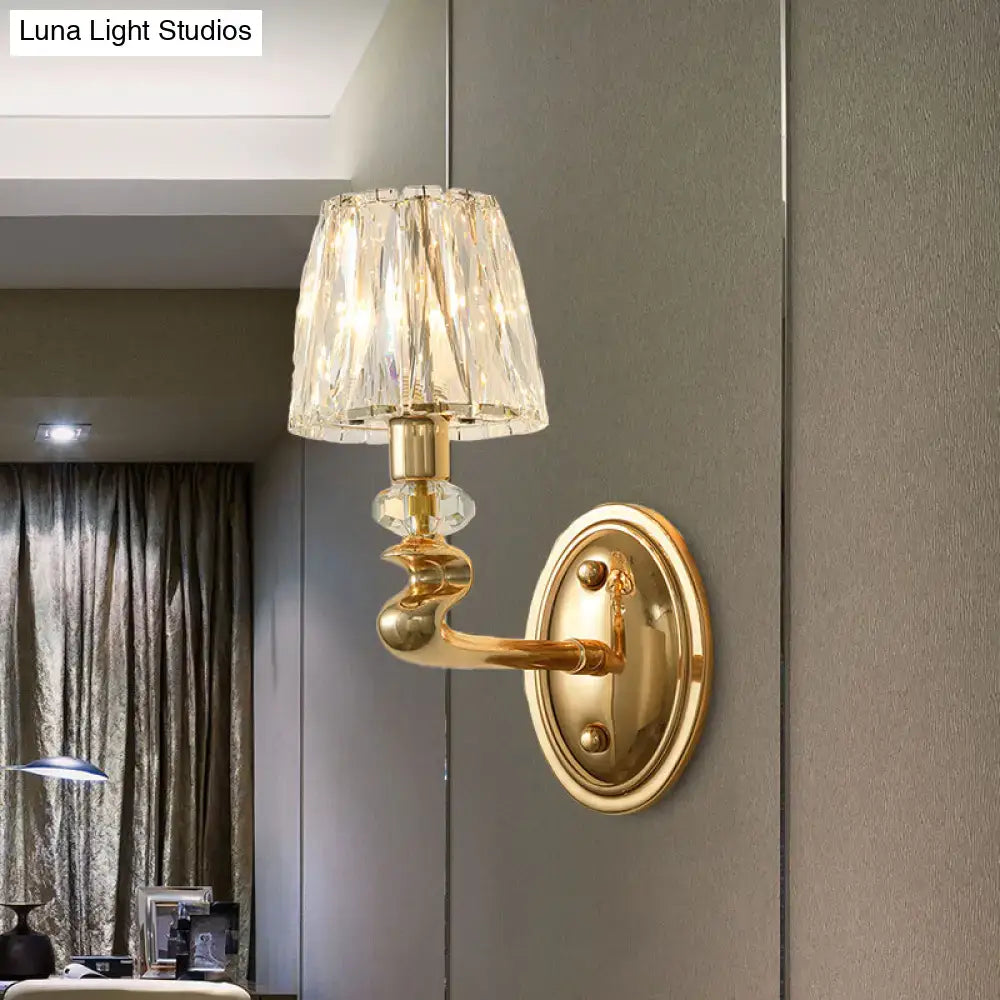Modern gold crystal wall light fixture for bedroom