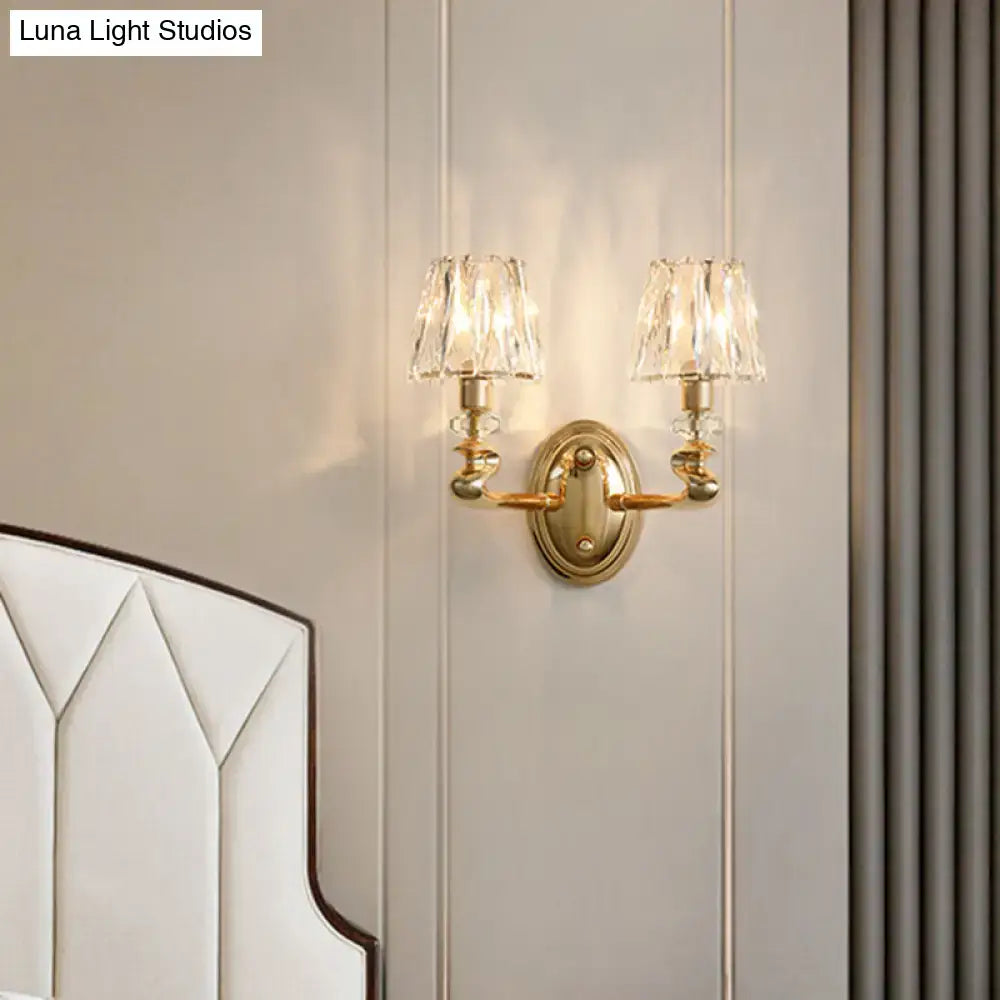 Modern gold crystal wall light fixture for bedroom