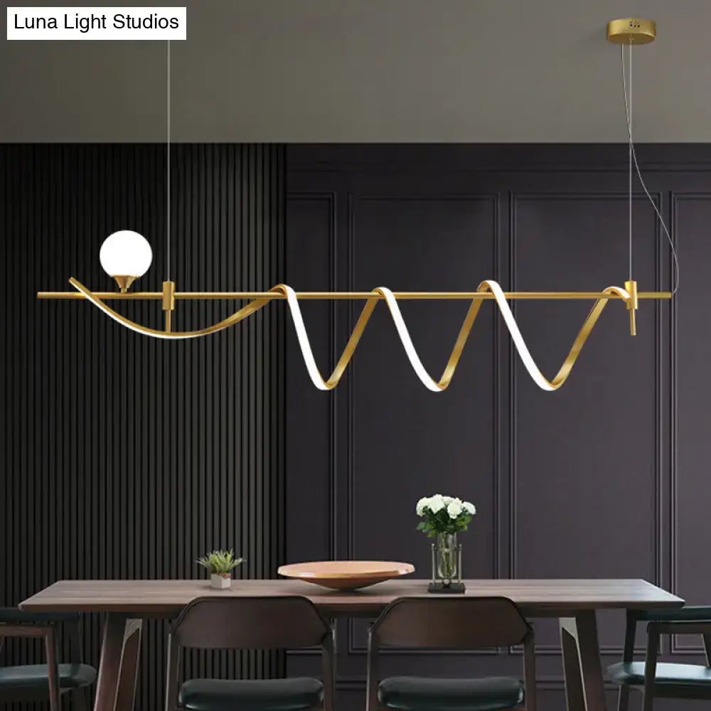 Modern gold curve island light kitchen led pendant with glass ball