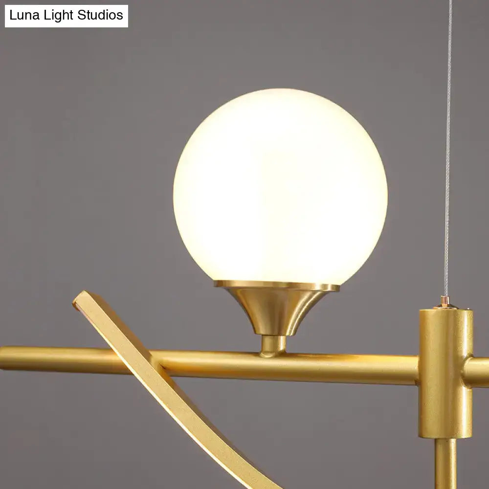 Modern gold curve island light kitchen led pendant with glass ball