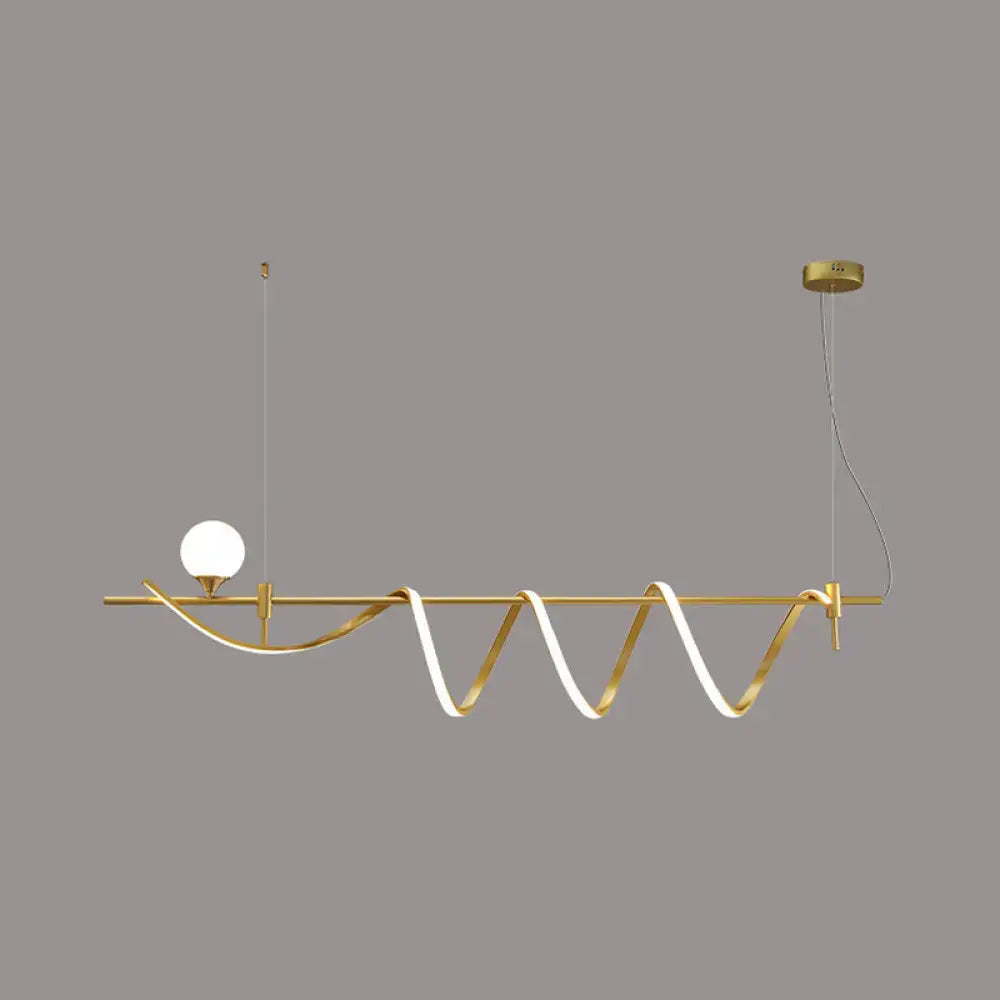 Modern gold curve island light kitchen led pendant with glass ball