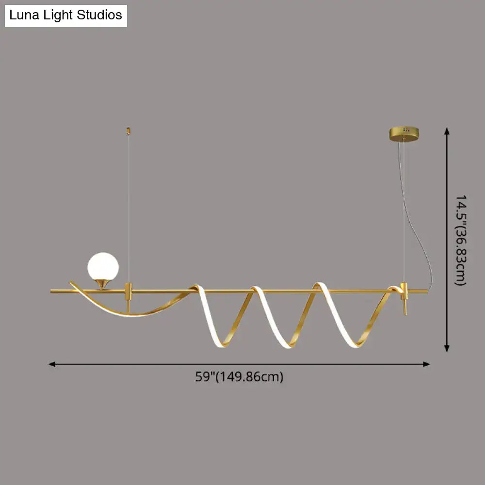 Modern gold curve island light kitchen led pendant with glass ball