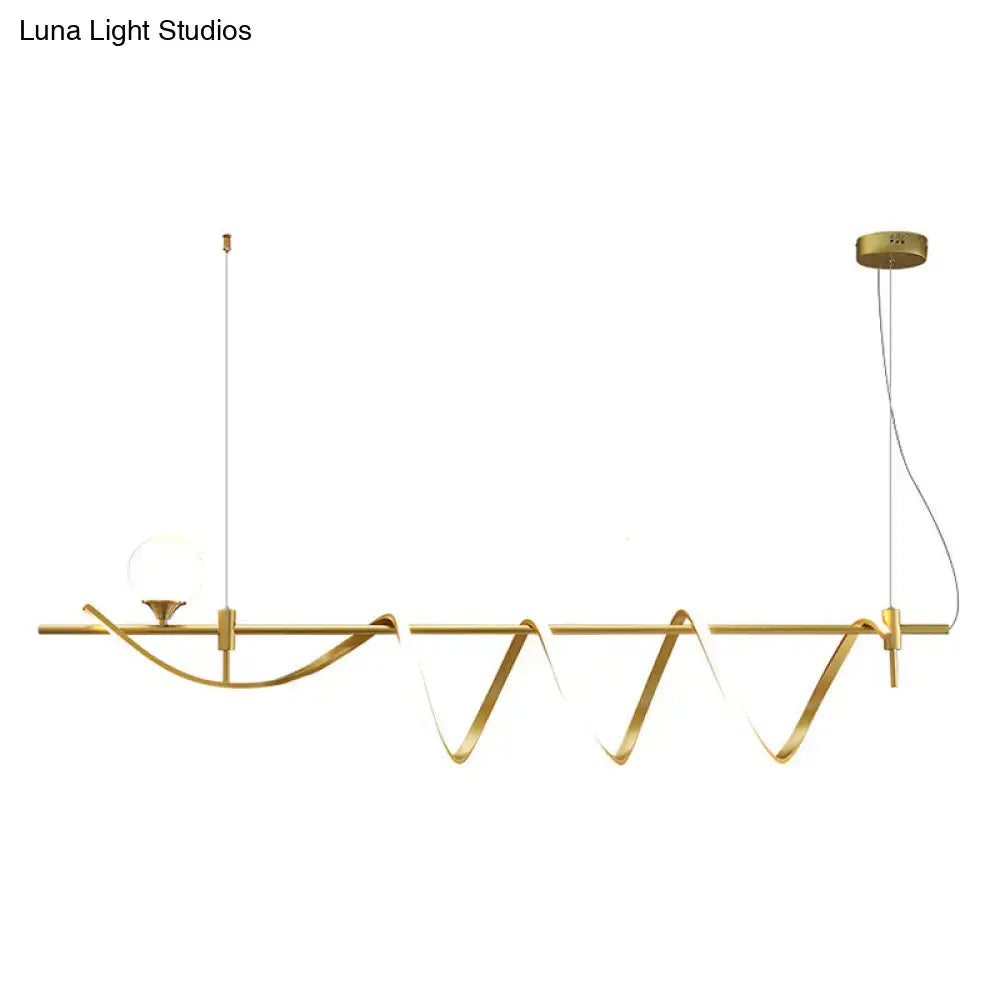 Modern gold curve island light kitchen led pendant with glass ball