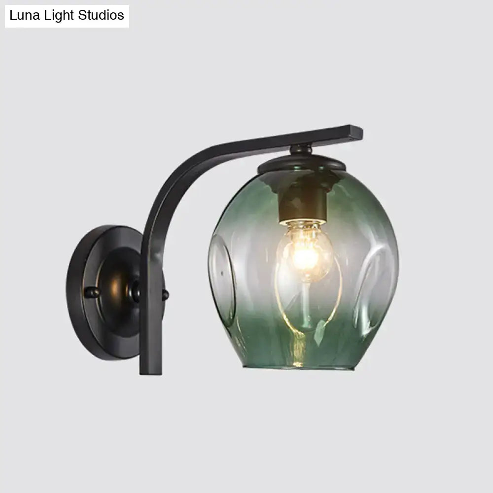 Modern gold curved arm glass wall sconce bedroom light