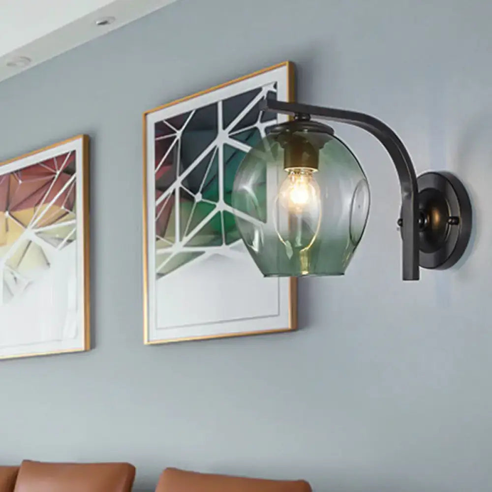 Modern gold curved arm glass wall sconce bedroom light
