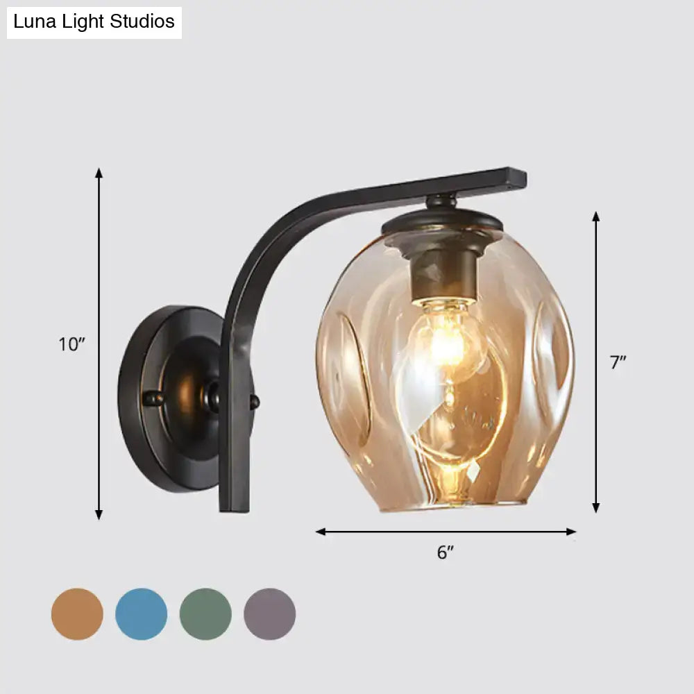 Modern gold curved arm glass wall sconce bedroom light