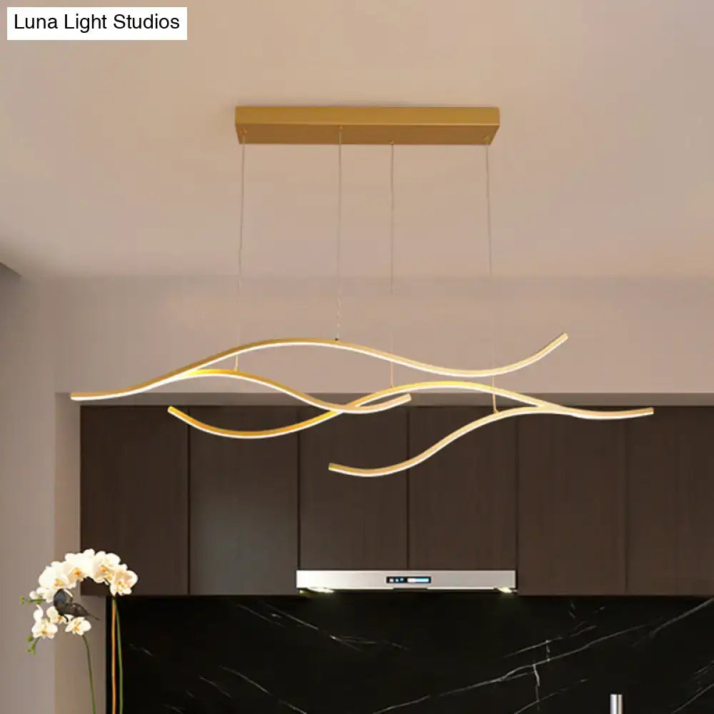 Modern gold curved led metal pendant light kitchen lighting fixture