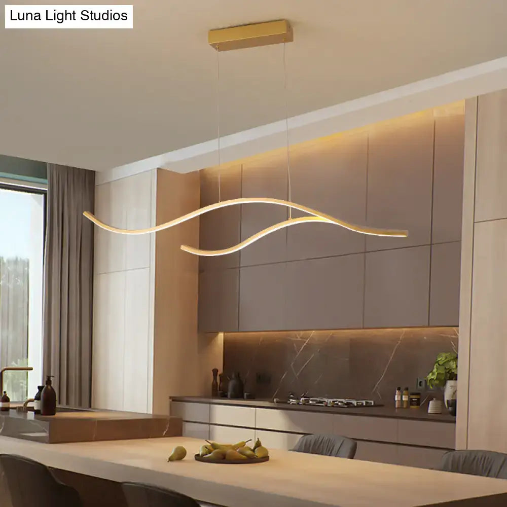 Modern gold curved led metal pendant light kitchen lighting fixture