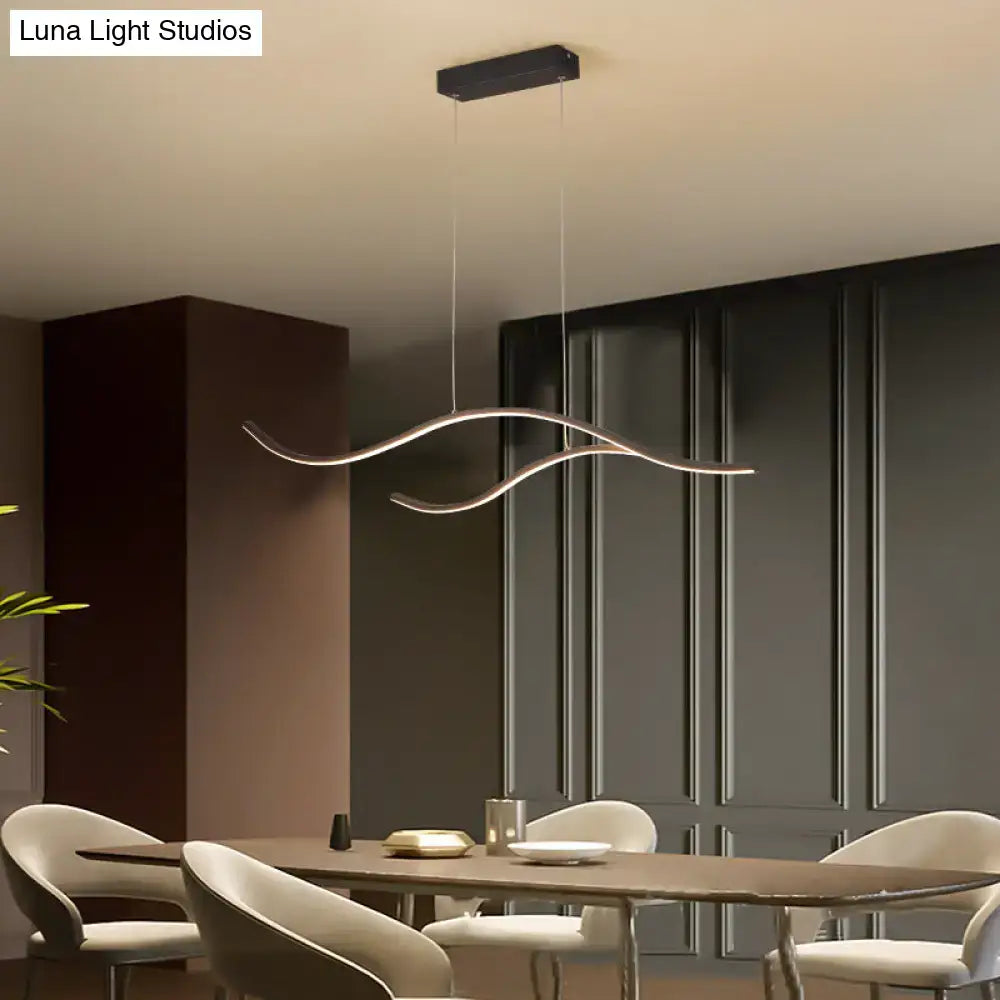 Modern gold curved led metal pendant light kitchen lighting fixture